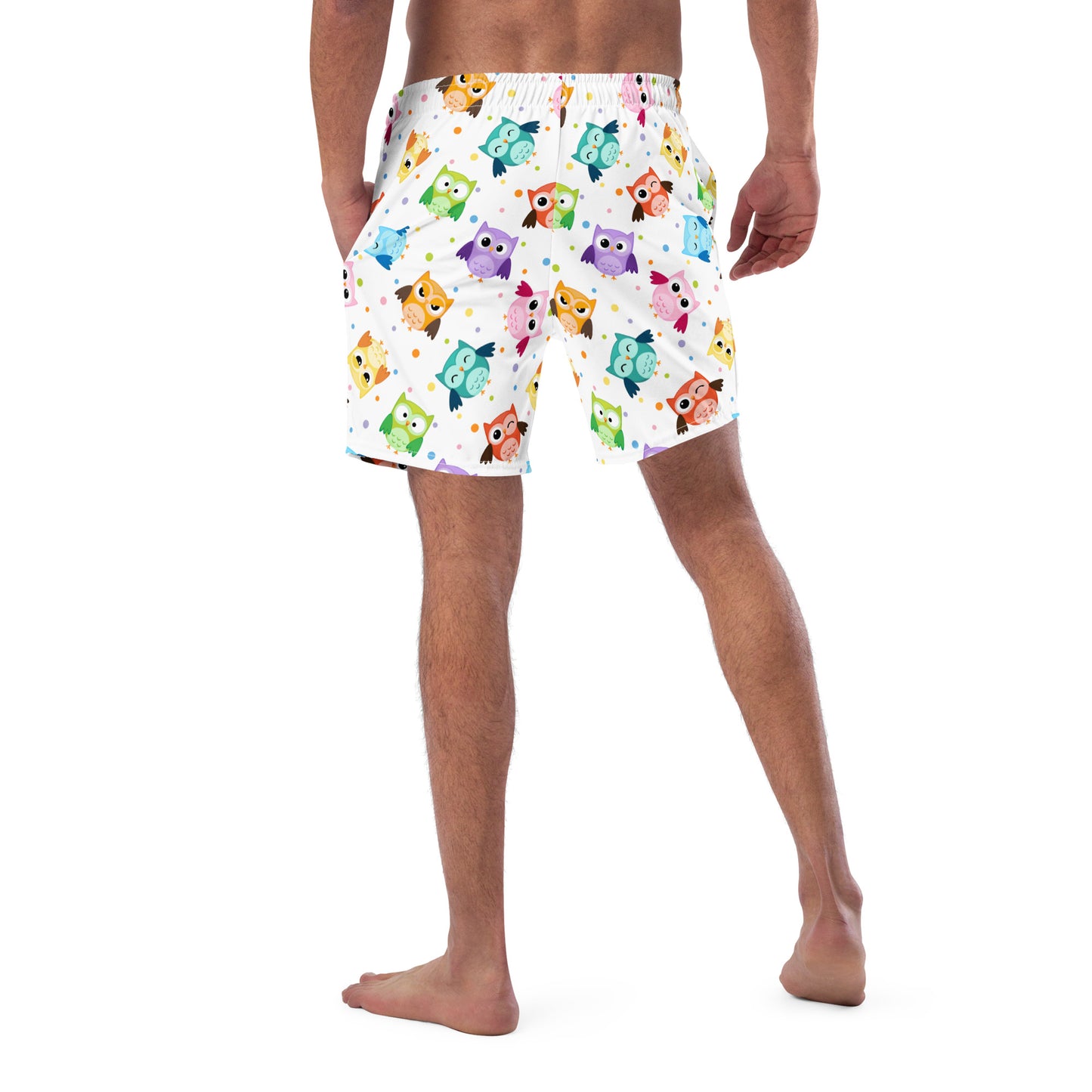 Owl I Do Is Win swim trunks