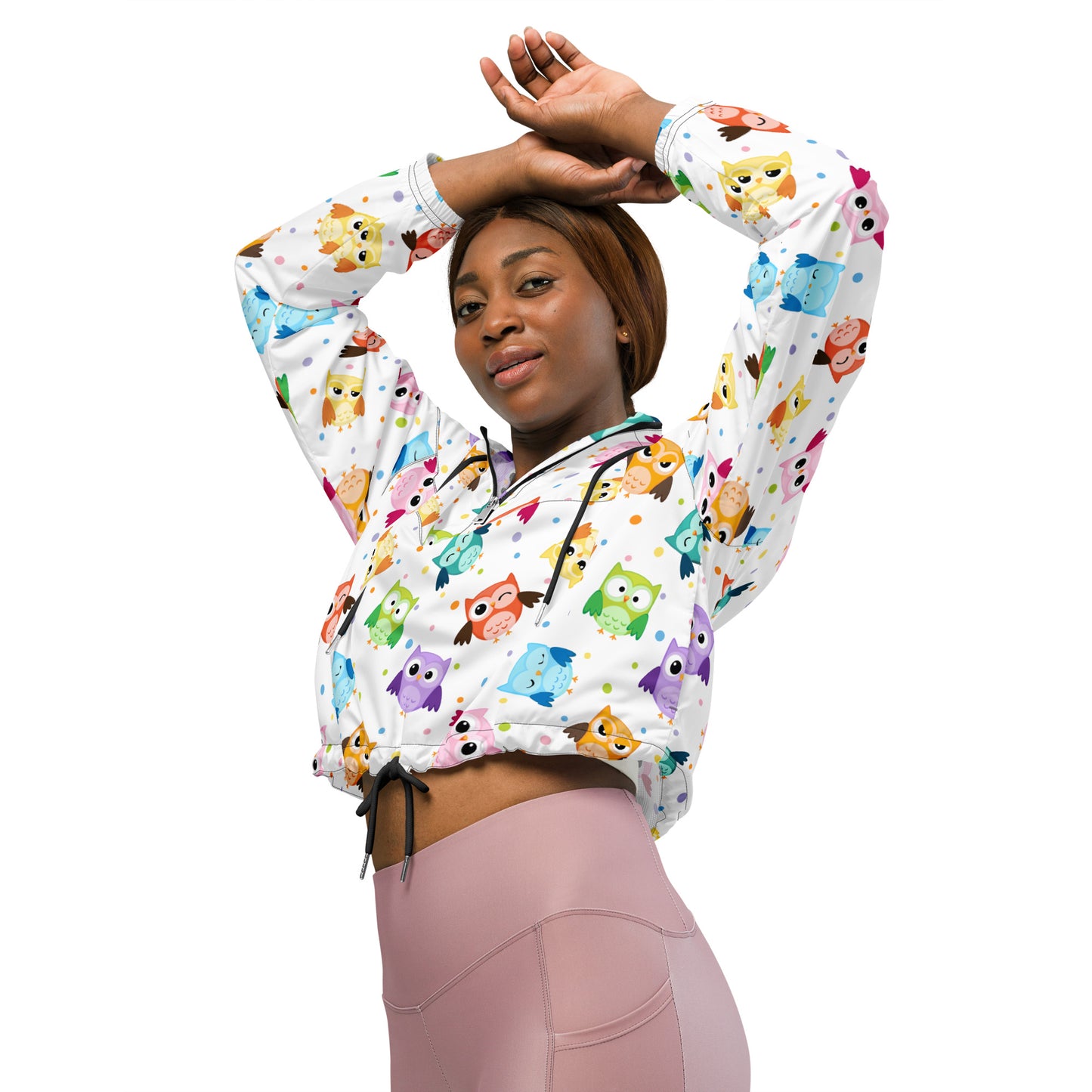 Owl I Do Is Win cropped windbreaker