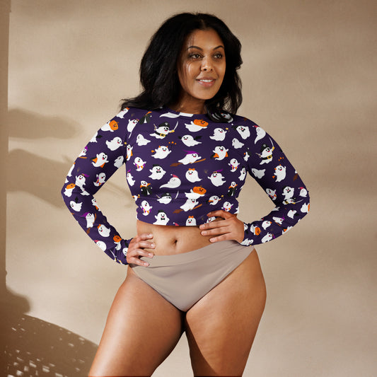 Ghosted long-sleeve crop top