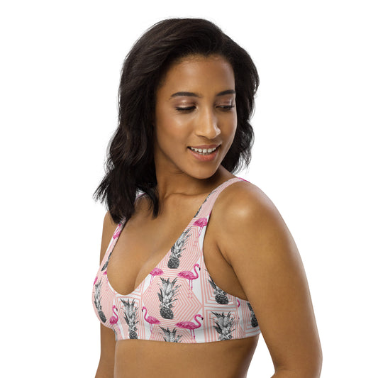 Flamingos and Pineapples bikini top